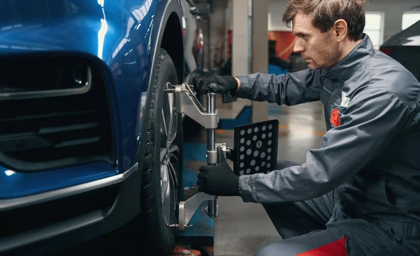 Close-up of forward-facing ADAS camera calibration on windscreen in Melbourne ADAS service centre