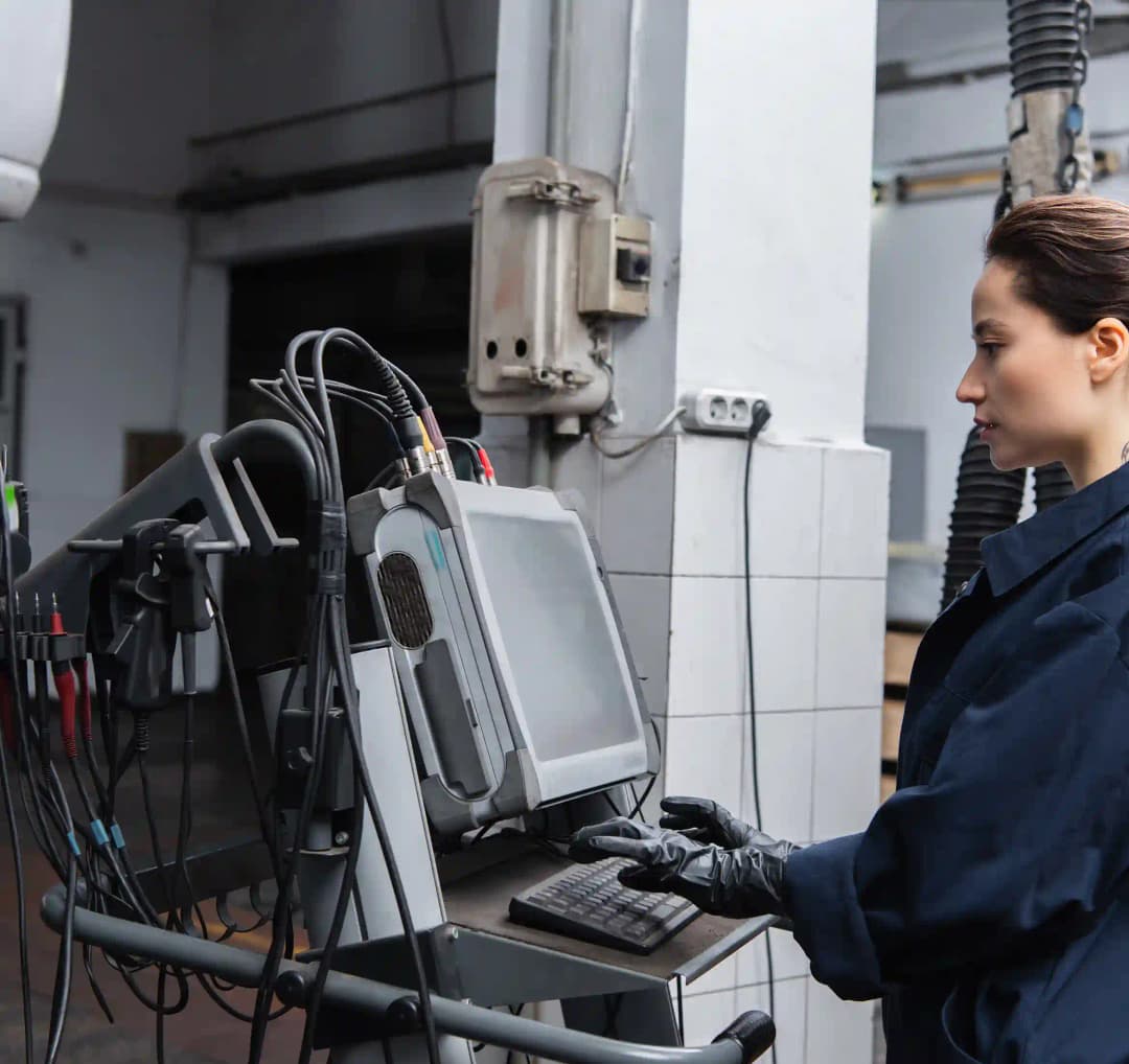 ADAS technician using diagnostic tools on vehicle in Craigieburn workshop for precise calibration